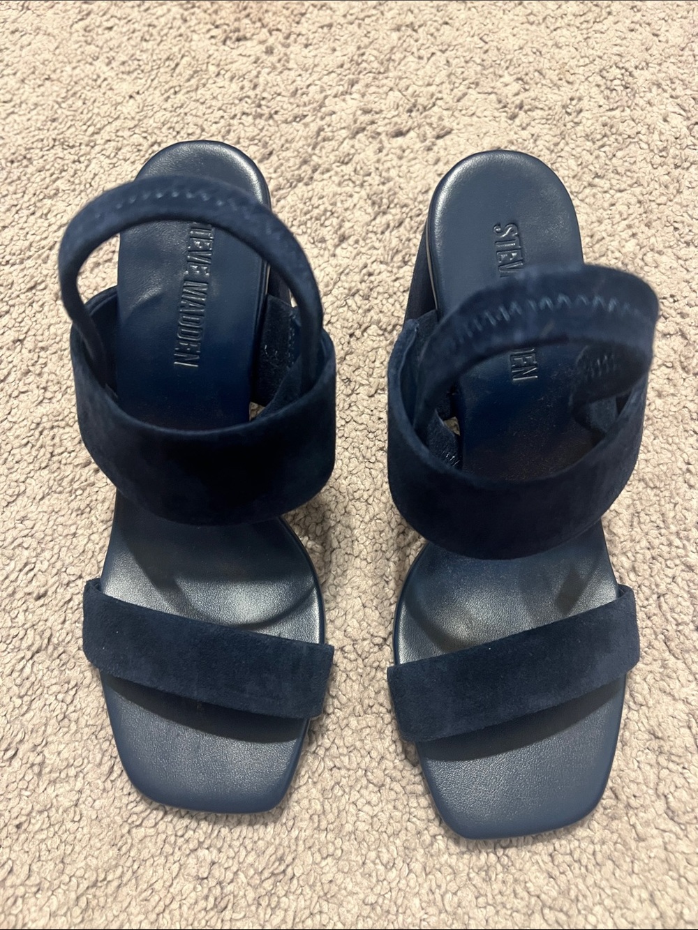 Steve Madden Navy Suede Block Heel Sandals